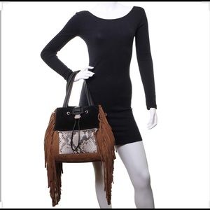 Barbara Bui fringe python leather and suede
